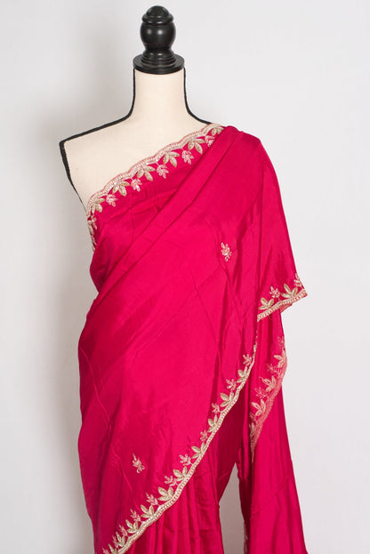 Sunaina: Dark Pink Designer Saree with Zardosi & Stone Work | Partywear - Saree Mandi