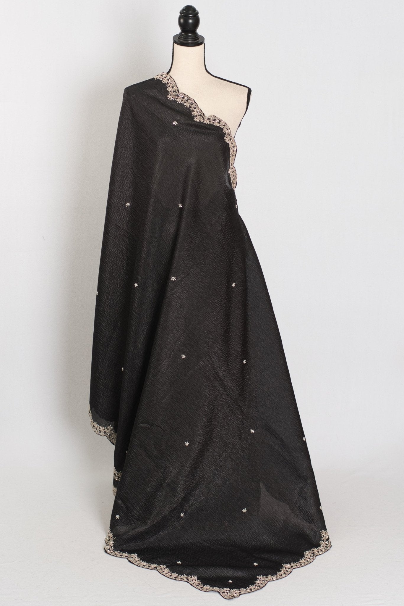 Sunayna | Black Crush Tissue Designer Partywear Saree - Bollywood Fashion - Saree Mandi