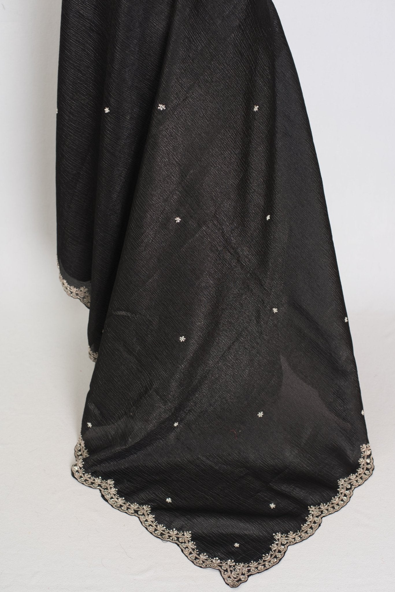 Sunayna | Black Crush Tissue Designer Partywear Saree - Bollywood Fashion - Saree Mandi