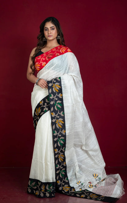 Certified Silk Matka Tussar Jamdani Saree - Premium Bengal Collection.