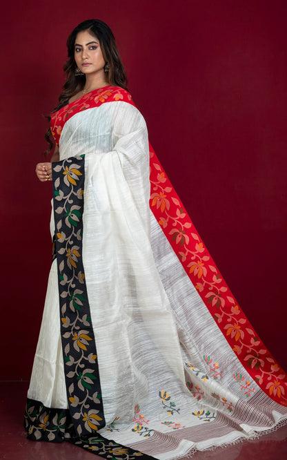 Certified Silk Matka Tussar Jamdani Saree - Premium Bengal Collection.