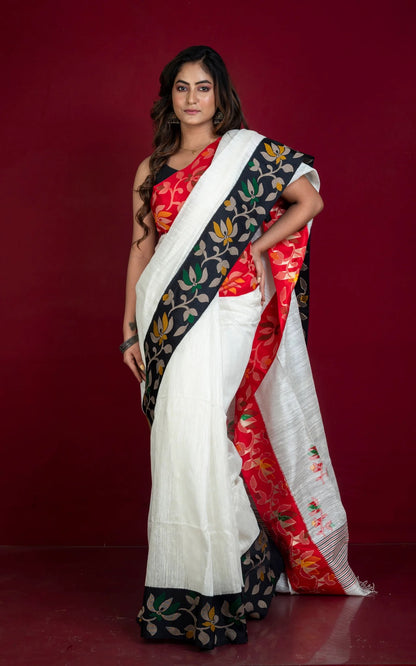 Certified Silk Matka Tussar Jamdani Saree - Premium Bengal Collection.