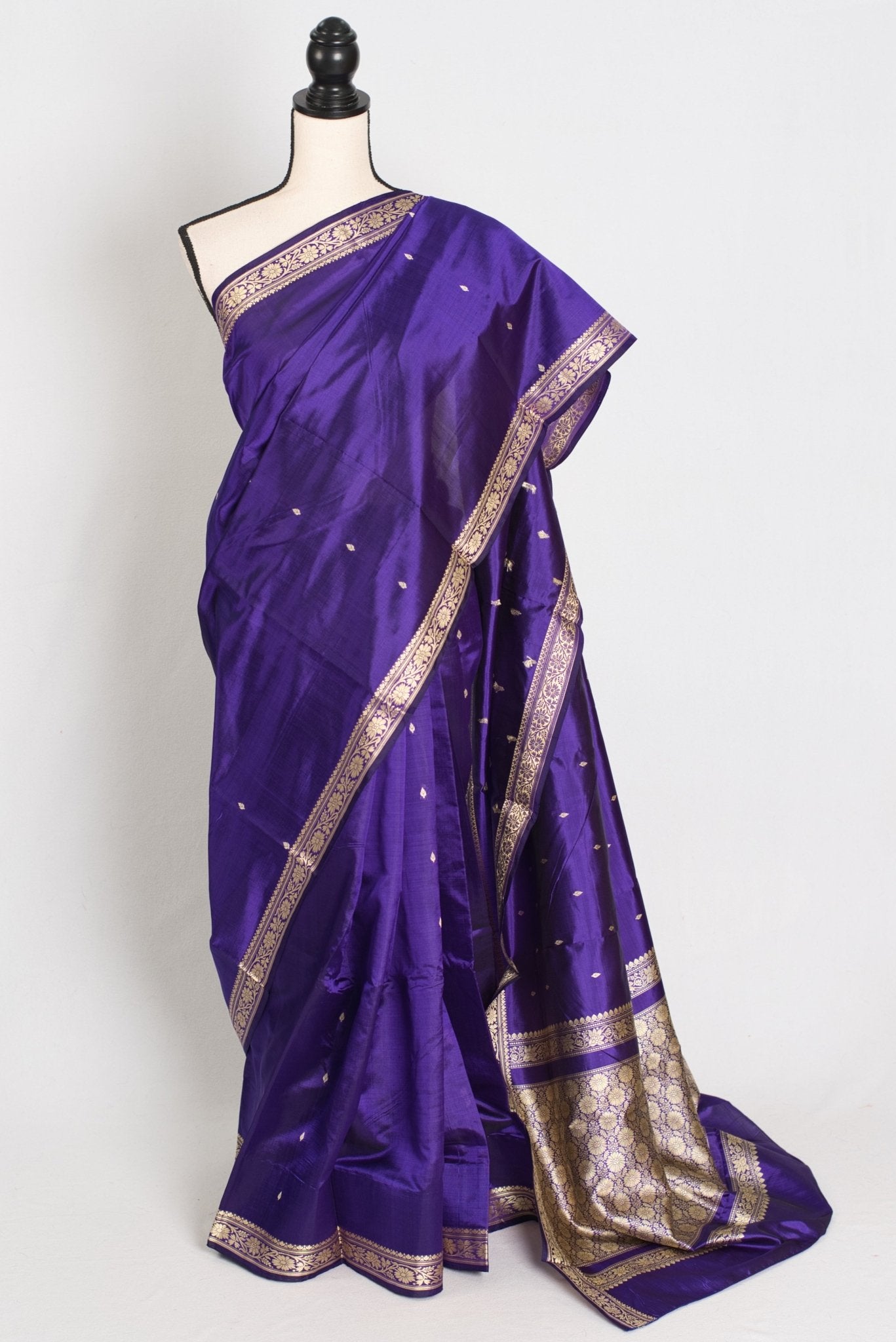 Urmi : Certified Silk Banarasi Saree with Resham Work in Purple - Saree Mandi