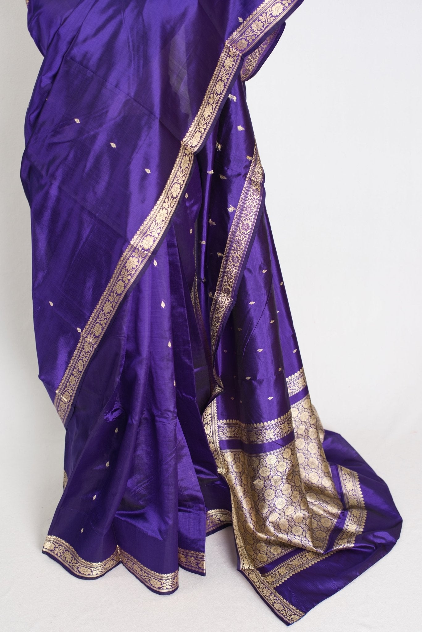 Urmi : Certified Silk Banarasi Saree with Resham Work in Purple - Saree Mandi