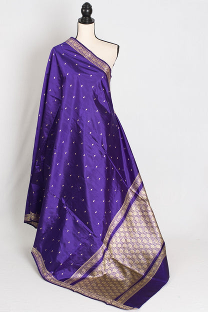 Urmi : Certified Silk Banarasi Saree with Resham Work in Purple - Saree Mandi