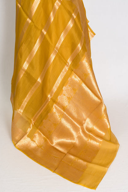Vidhi: Golden Yellow and Gold Kora Organza Banarasi Saree - Saree Mandi