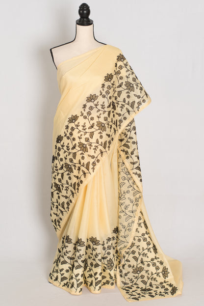 Ritaja | Yellow & Black Semi Kota Silk Saree | Budget Saree image 0