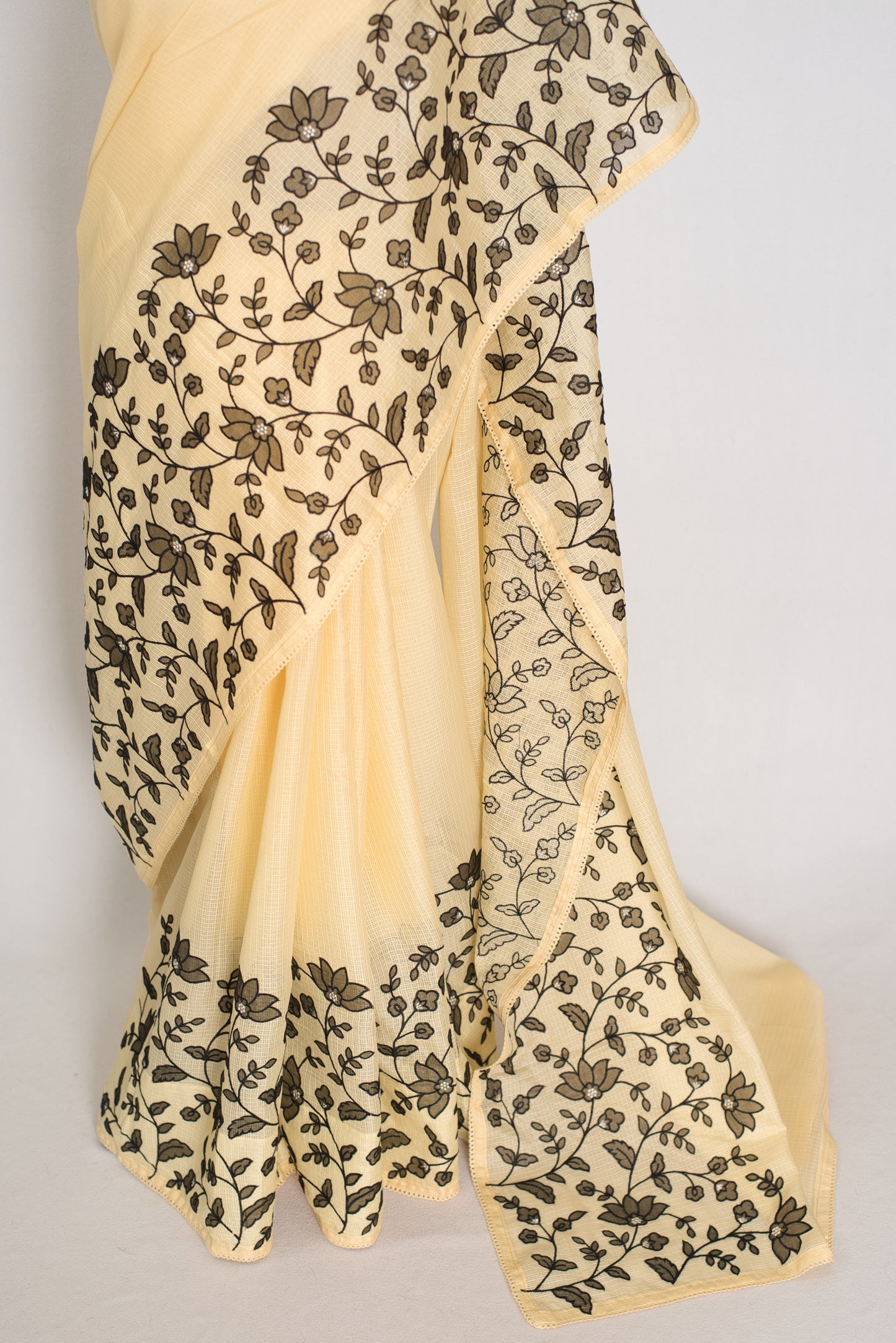 Ritaja | Yellow & Black Semi Kota Silk Saree | Budget Saree image 2