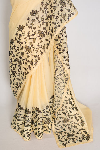 Ritaja | Yellow & Black Semi Kota Silk Saree | Budget Saree image 2