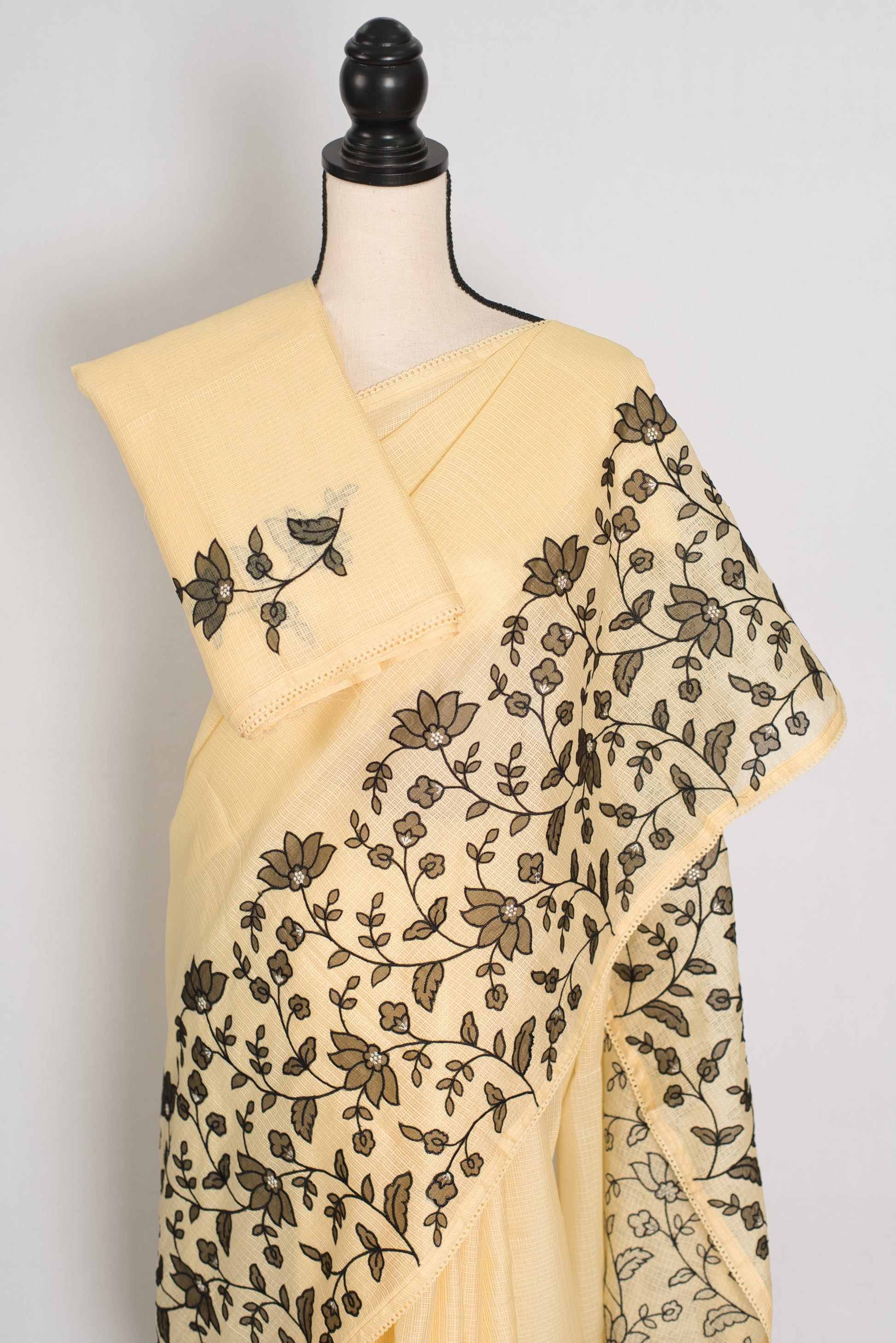 Ritaja | Yellow & Black Semi Kota Silk Saree | Budget Saree image 3